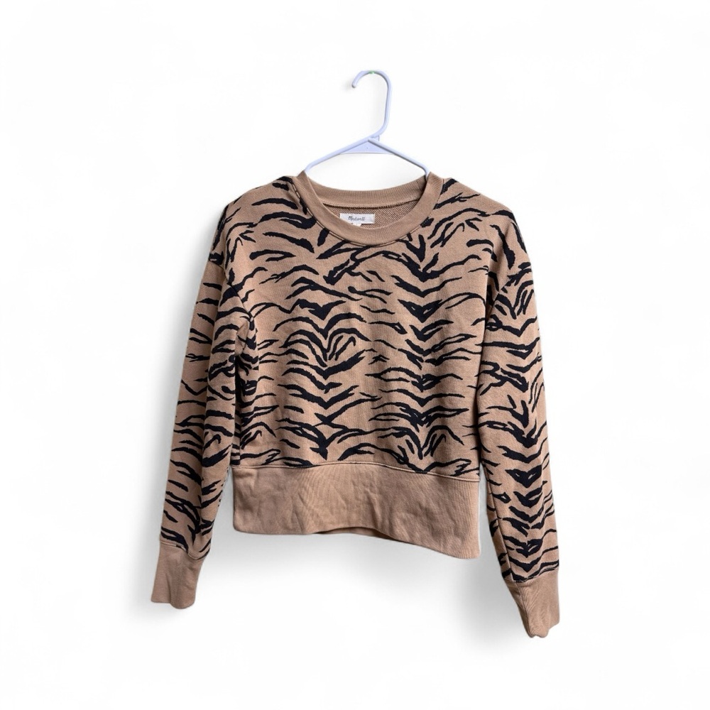 Madewell Tiger Stripe Crewneck Sweatshirt Brown Black Size Small